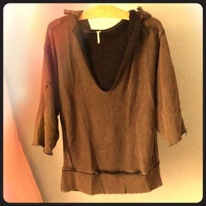 Free People distressed 3/4 sleeve sweater